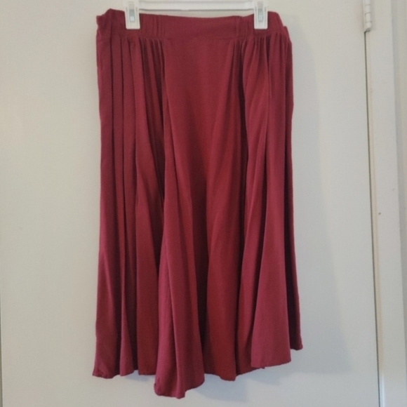 Torrid Burgundy Red Challis Button Front Midi Skirt Women's 1X Plus Size EUC - Picture 8 of 11